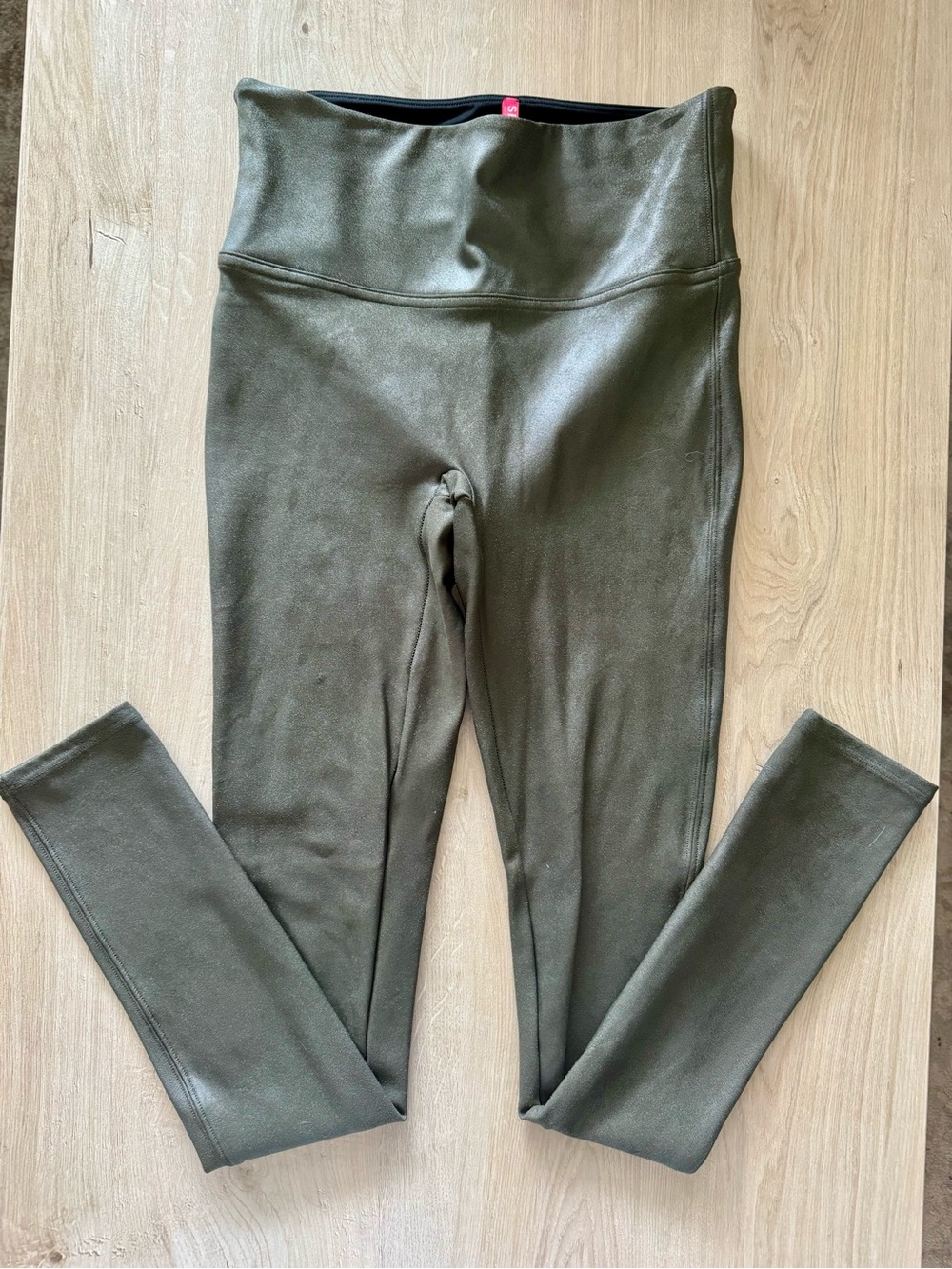 SPANX Olive Faux Leather High Waisted Leggings